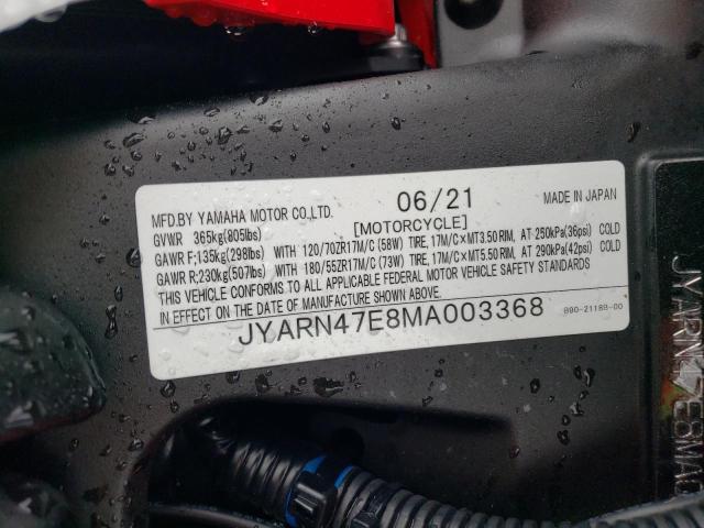 2021 YAMAHA XSR900 JYARN47E8MA003368