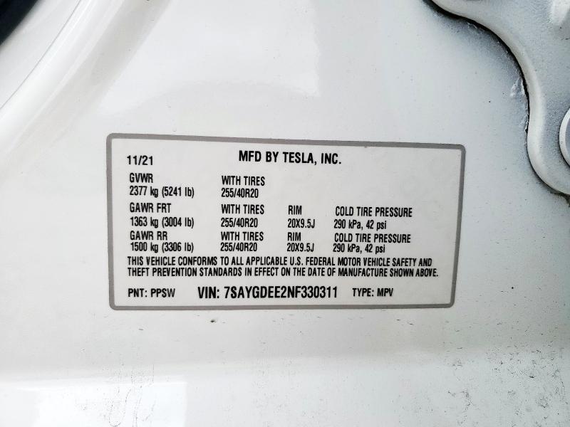 2022 TESLA MODEL Y - 7SAYGDEE2NF330311