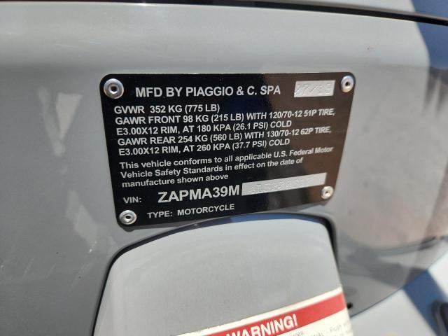 2020 VESPA SCOOTER ZAPMA39M4L5200617