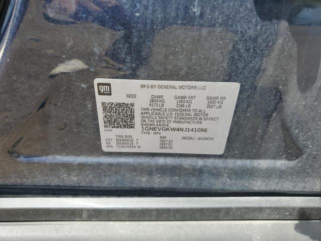 2022 CHEVROLET TRAVERSE L 1GNEVGKW4NJ141096
