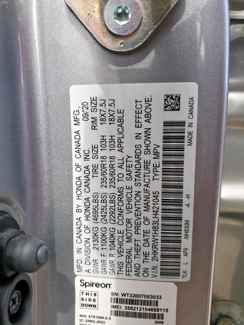 2020 HONDA CR-V EXL - 2HKRW1H83LH421045