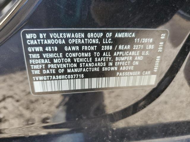 2017 VOLKSWAGEN PASSAT SE 1VWGT7A36HC037715