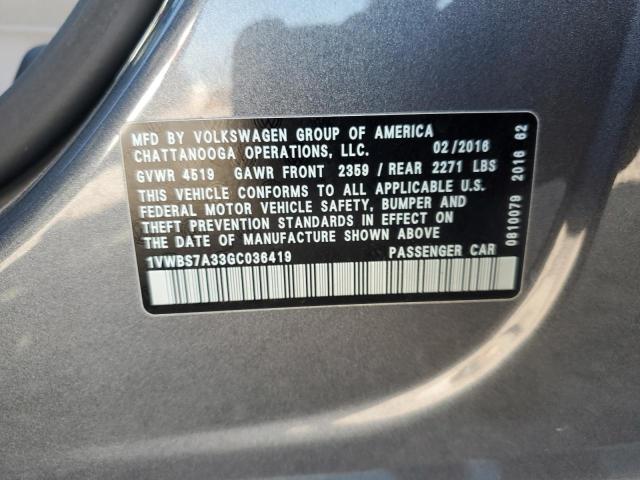 2016 VOLKSWAGEN PASSAT SE - 1VWBS7A33GC036419