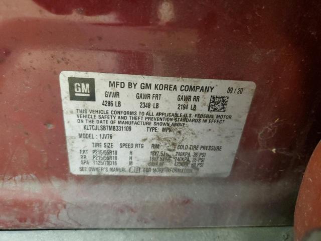 2021 CHEVROLET TRAX 1LT #3290149264