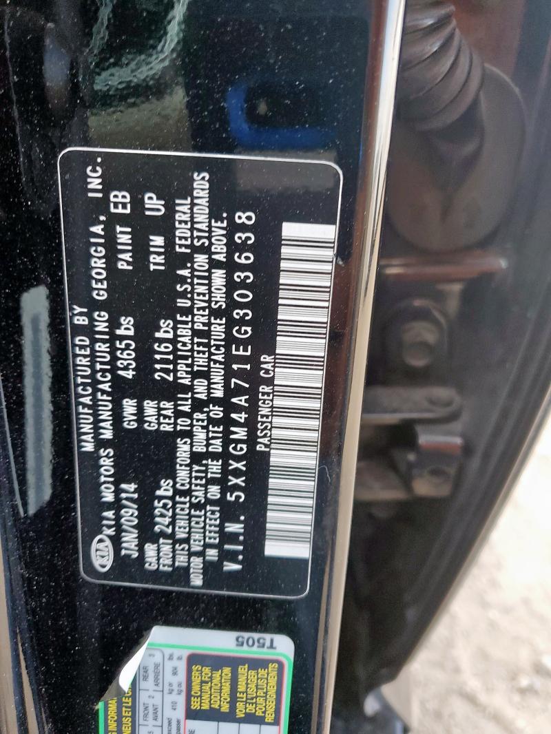 5XXGM4A71EG303638 2014 KIA OPTIMA