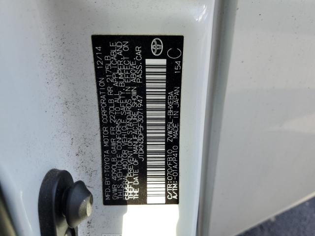 2015 TOYOTA PRIUS PLUG JTDKN3DP5F3071947