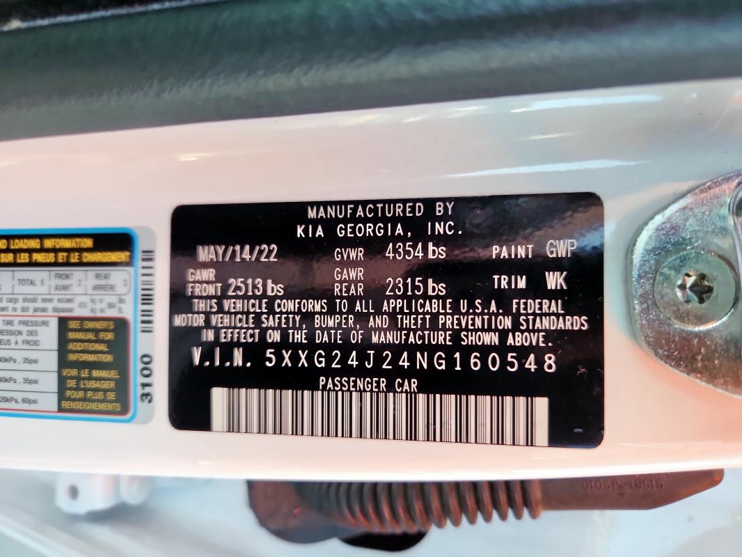 2022 KIA K5 LX 5XXG24J24NG160548