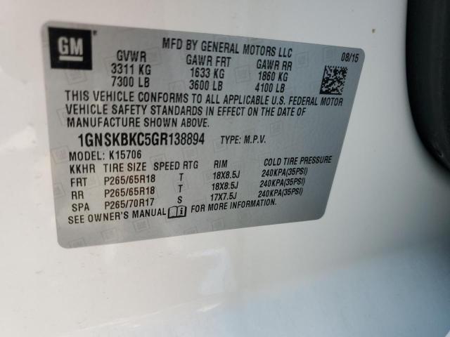2016 CHEVROLET TAHOE K150 1GNSKBKC5GR138894