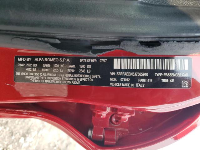 2018 ALFA ROMEO GIULIA ZARFAEBN5J7565940