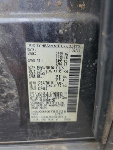 2016 NISSAN FRONTIER S 1N6AD0ER4GN785326