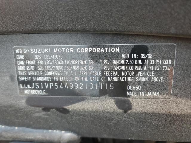 2009 SUZUKI DL650 JS1VP54A992101115