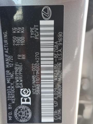 2021 LEXUS ES 250 58AB11D11MU004270