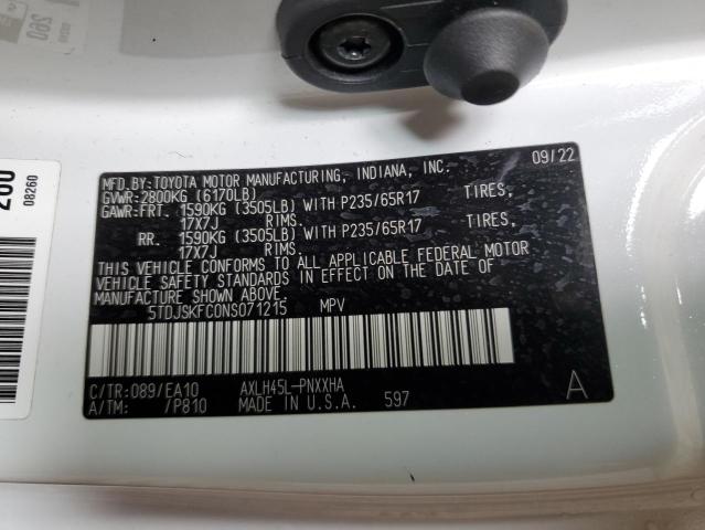 2022 TOYOTA SIENNA XLE 5TDJSKFC0NS071215
