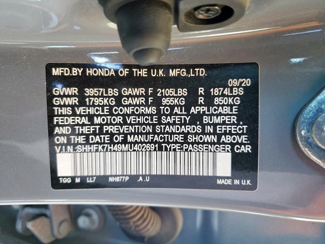 2021 HONDA CIVIC SPOR - SHHFK7H49MU402691