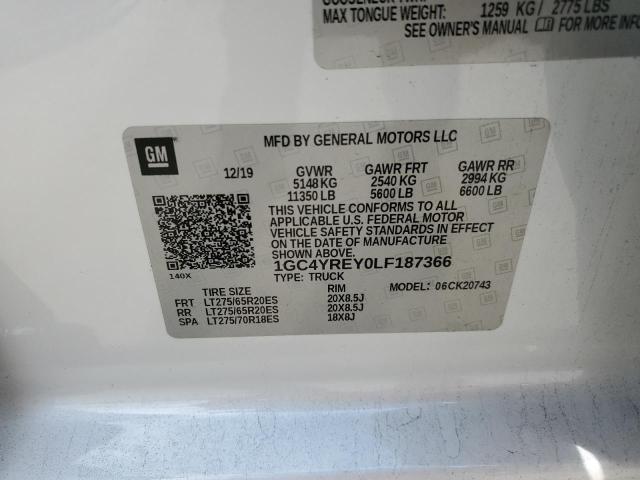 2020 CHEVROLET SILVERADO - 1GC4YREY0LF187366