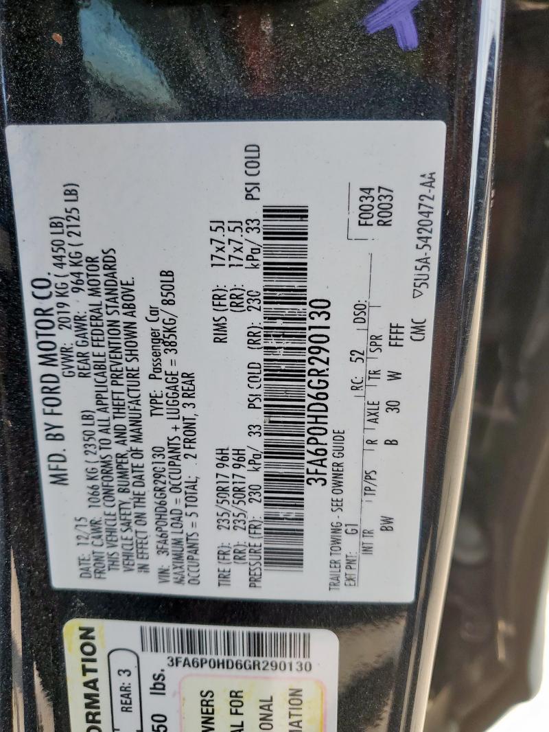 2016 FORD FUSION SE - 3FA6P0HD6GR290130