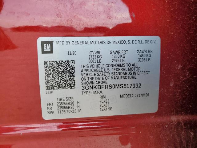 2021 CHEVROLET BLAZER PRE 3GNKBFRS0MS517332