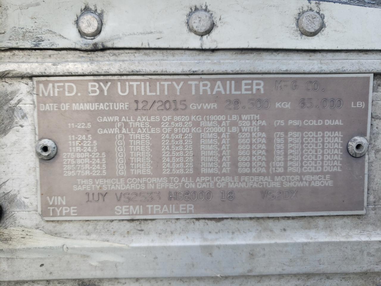 Lot #3284674341 2017 UTILITY VS2DX