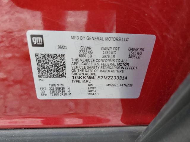 2021 GMC ACADIA SLT 1GKKNMLS7MZ233314