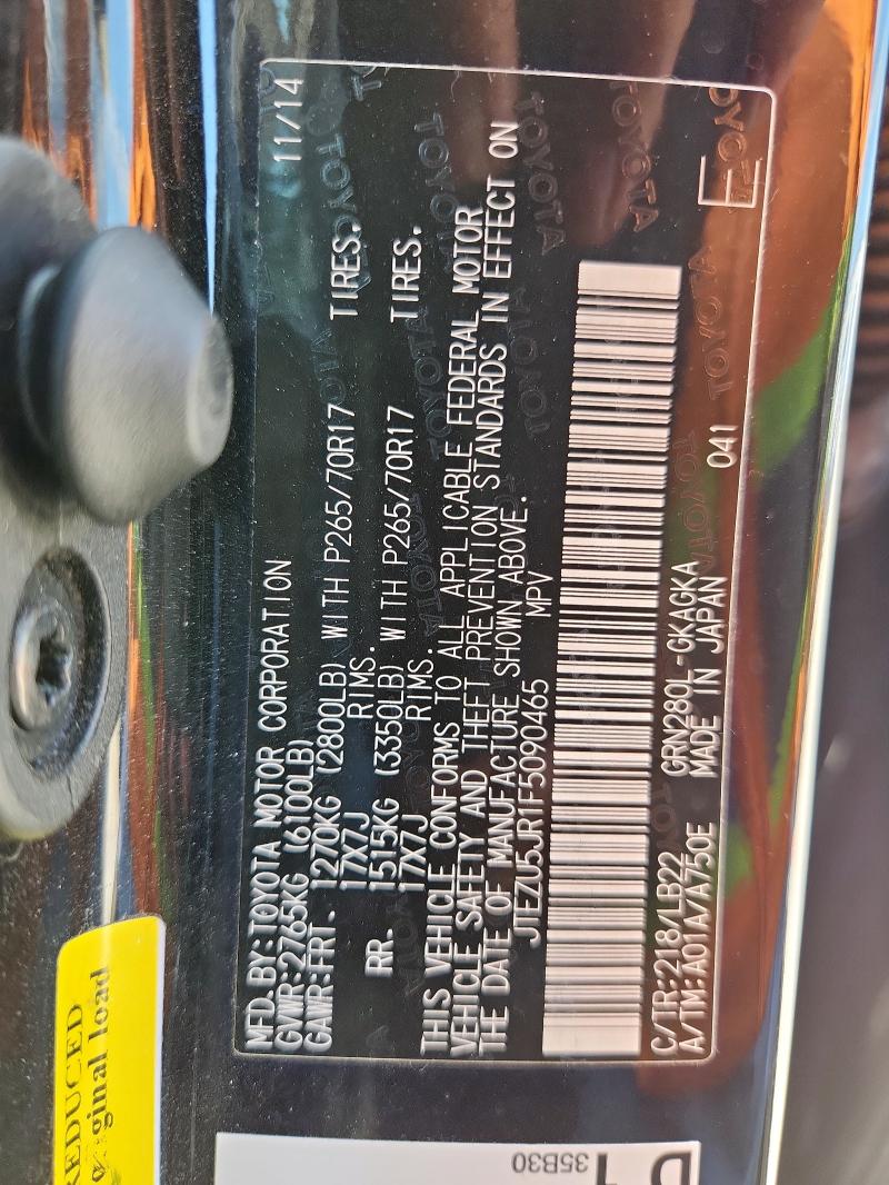 2015 TOYOTA 4RUNNER SR JTEZU5JR1F5090465