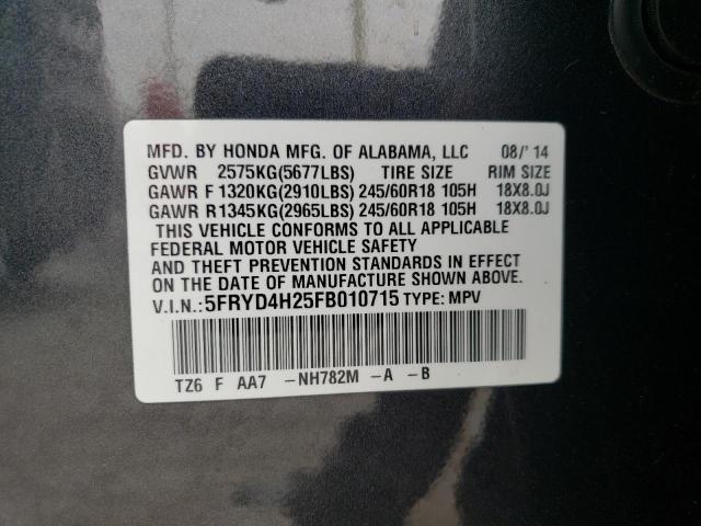2015 ACURA MDX - 5FRYD4H25FB010715