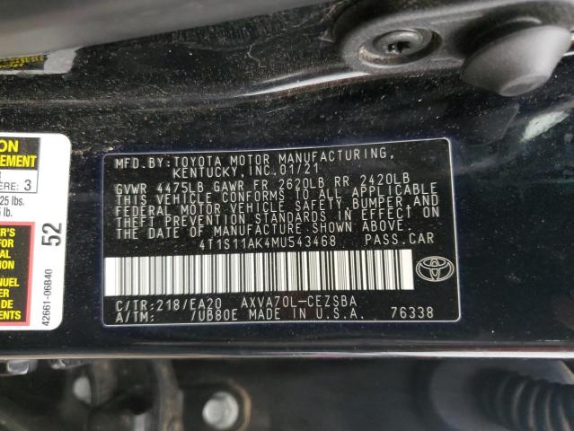 2021 TOYOTA CAMRY NIGH 4T1S11AK4MU543468