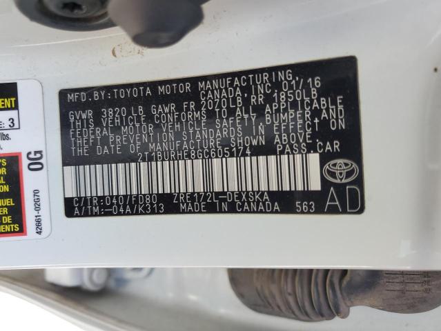 2016 TOYOTA COROLLA L - 2T1BURHE8GC605174