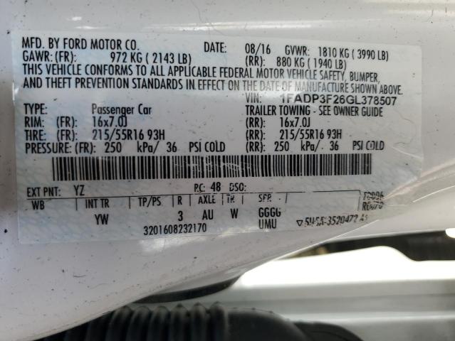 2016 FORD FOCUS SE 1FADP3F26GL378507