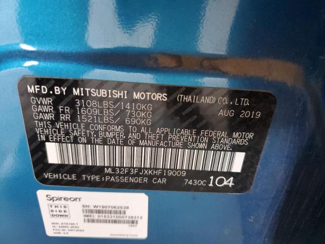 2019 MITSUBISHI MIRAGE G4 ML32F3FJXKHF19009