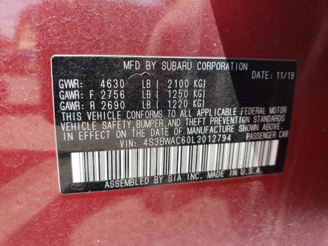 2020 SUBARU LEGACY PRE 4S3BWAC60L3012794