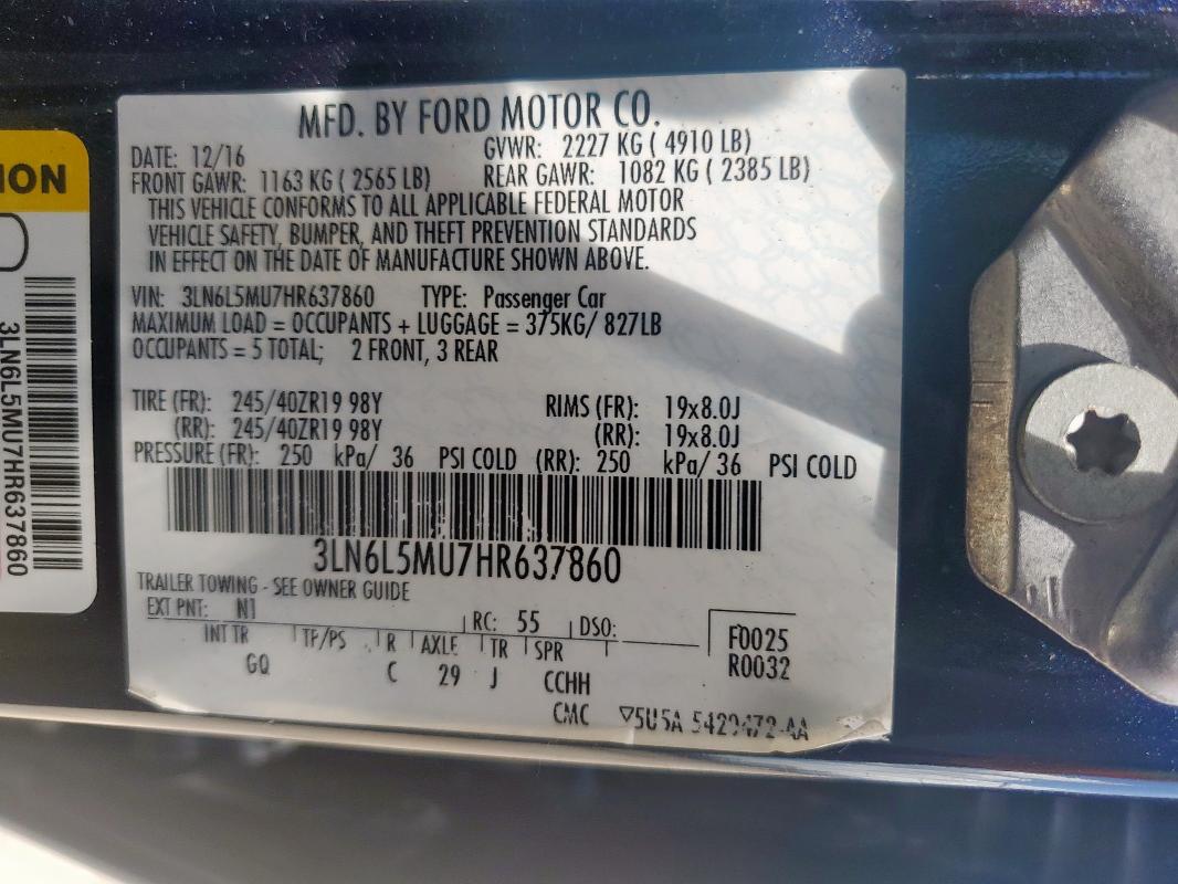 2017 LINCOLN MKZ HYBRID 3LN6L5MU7HR637860