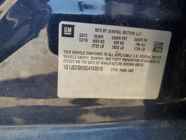 2016 CHEVROLET SONIC LT 1G1JC5SH3G4150918