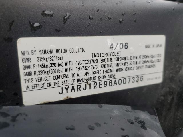2006 YAMAHA YZFR6 L JYARJ12E96A007336