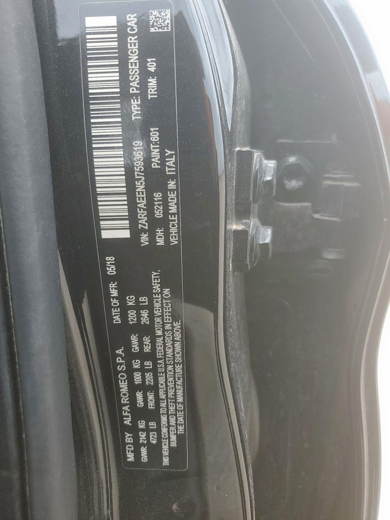 2018 ALFA ROMEO GIULIA TI ZARFAEEN5J7593619