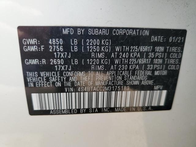 2021 SUBARU OUTBACK PR 4S4BTACC2M3175183