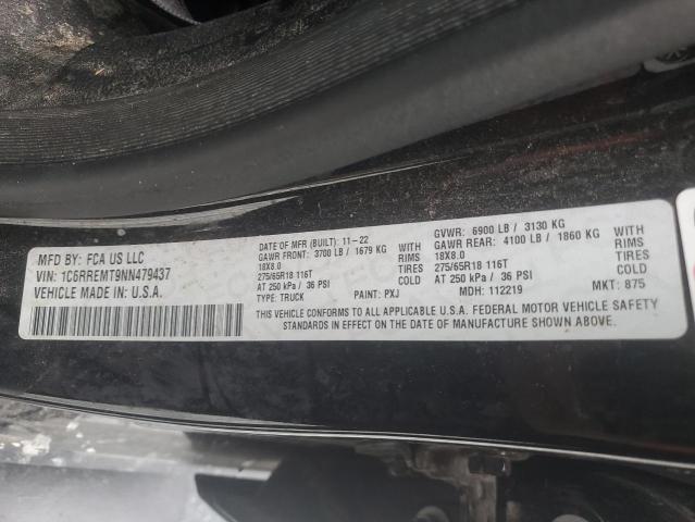 2022 RAM 1500 BIG H 1C6RREMT9NN479437