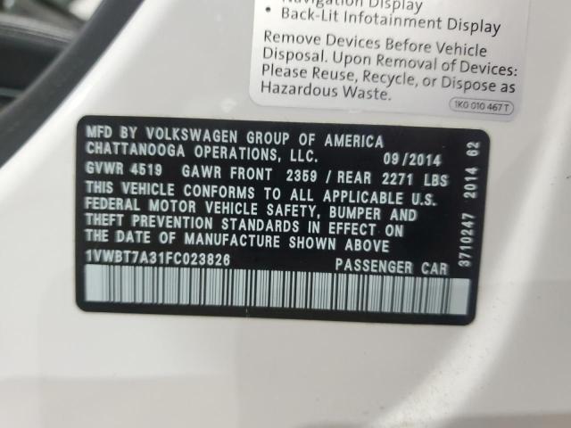 2015 VOLKSWAGEN PASSAT SE 1VWBT7A31FC023826