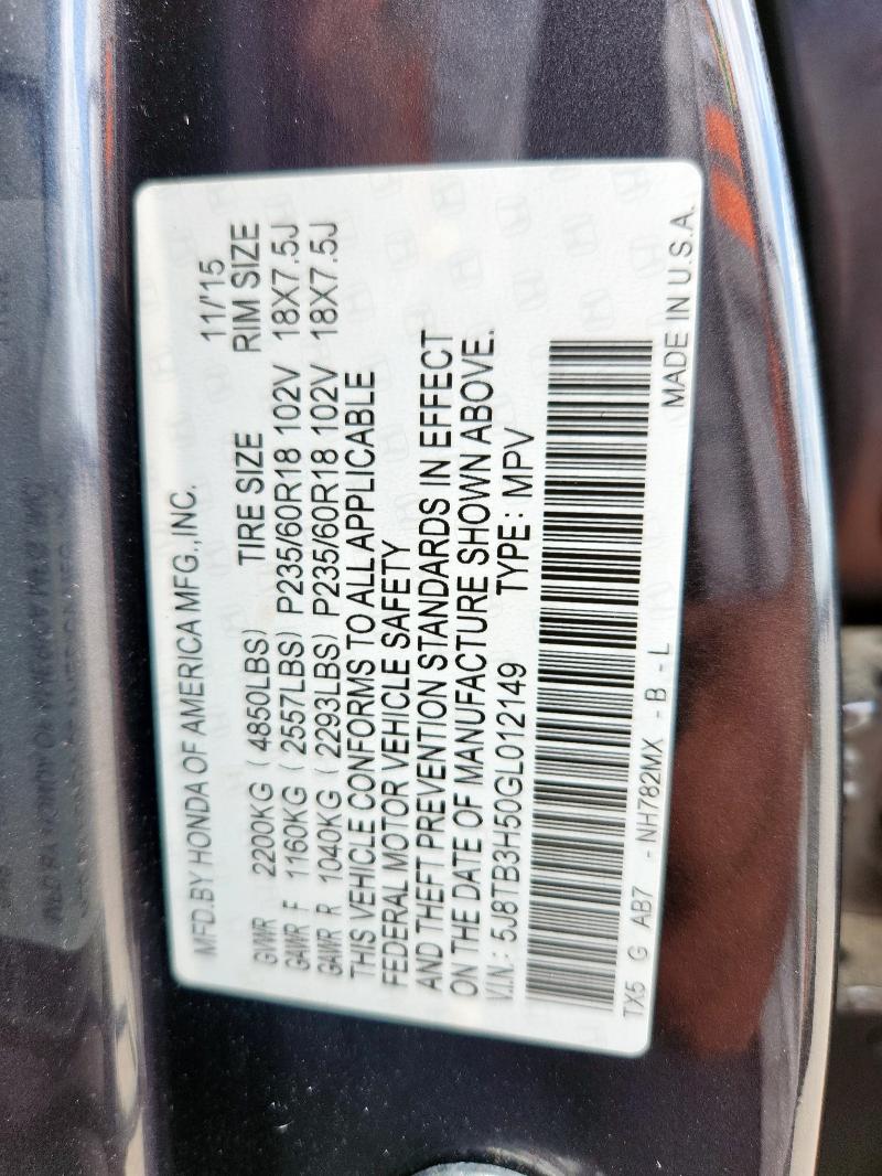 2016 ACURA RDX TECHNO 5J8TB3H50GL012149