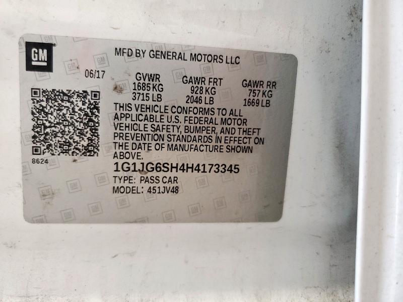 2017 CHEVROLET SONIC 1G1JG6SH4H4173345