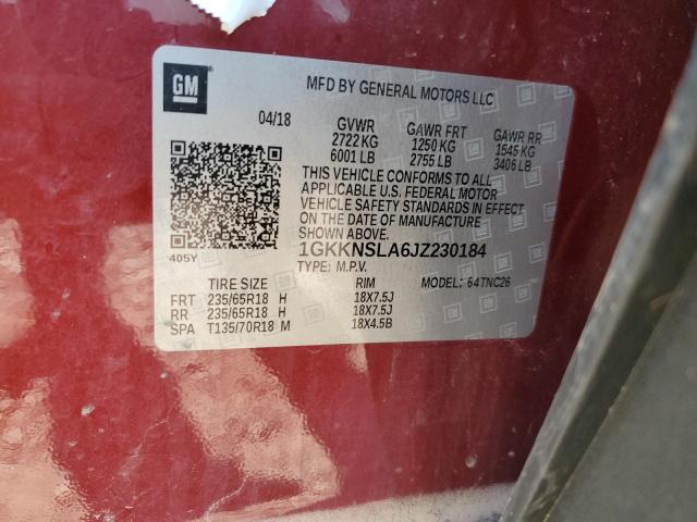 2018 GMC ACADIA SLE 1GKKNSLA6JZ230184
