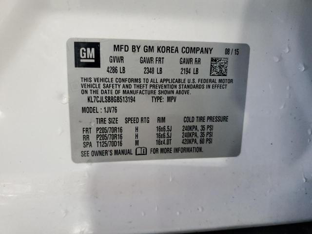 2016 CHEVROLET TRAX 1LT KL7CJLSB8GB513194
