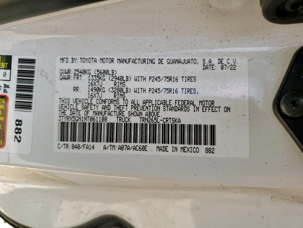 2022 TOYOTA TACOMA ACC - 3TYRX5GN1NT061108