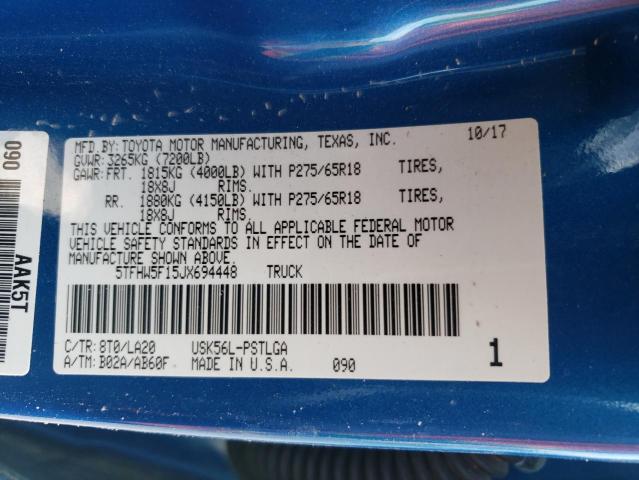 2018 TOYOTA TUNDRA CRE - 5TFHW5F15JX694448