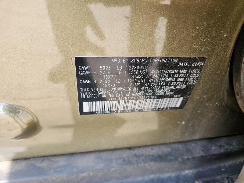2024 SUBARU OUTBACK TO 4S4BTGPD1R3275109