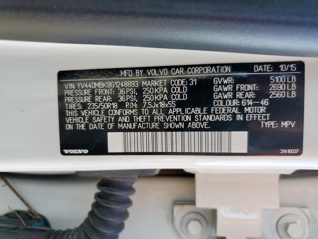 2016 VOLVO XC70 T5 PR YV440MBK8G1248893