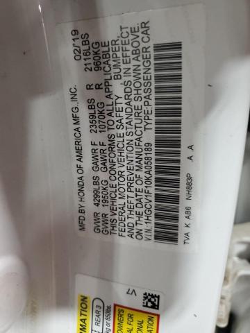 2019 HONDA ACCORD LX - 1HGCV1F10KA058189