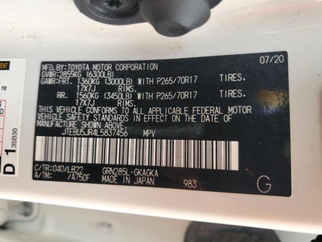 2020 TOYOTA 4RUNNER SR JTEBU5JR4L5837456