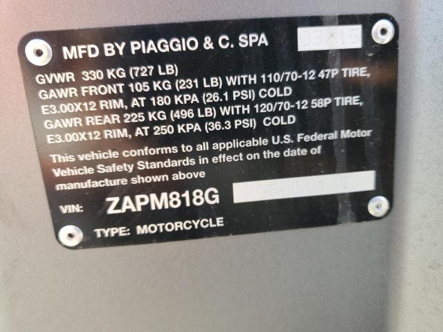 2016 VESPA SPRINT 150 ZAPM818GXG5401147