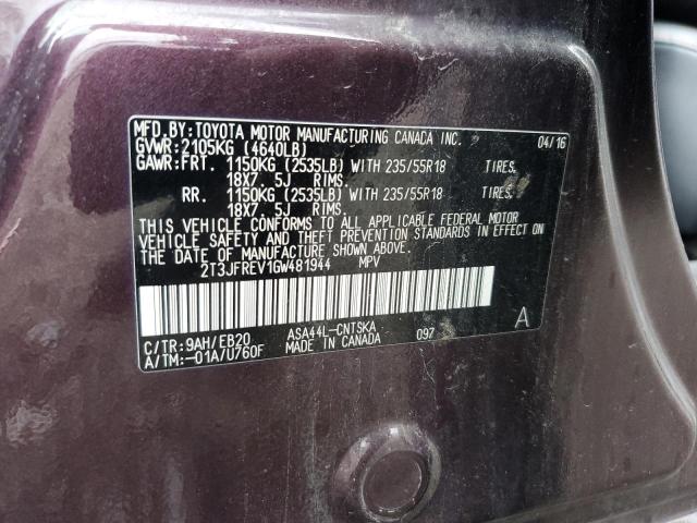 2016 TOYOTA RAV4 SE - 2T3JFREV1GW481944
