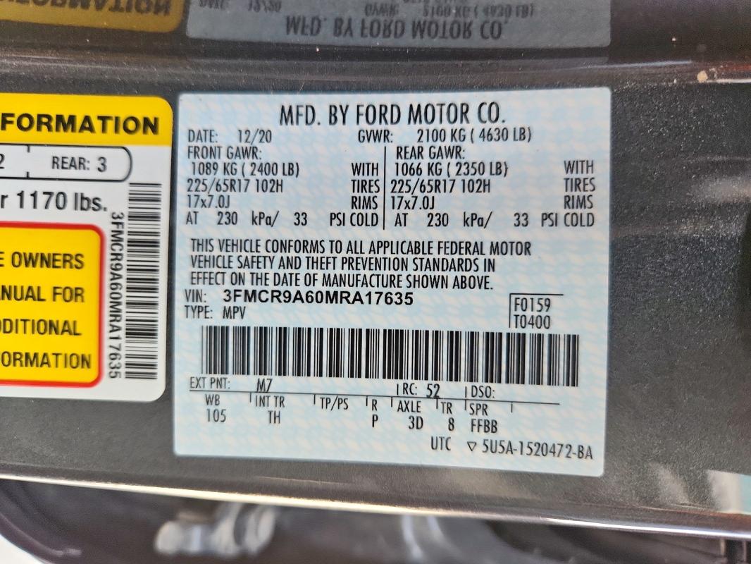 2021 FORD BRONCO SPO 3FMCR9A60MRA17635